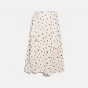 蔻驰/Coach  女士 爱心花束纽扣垂褶中长裙 4882-CHK