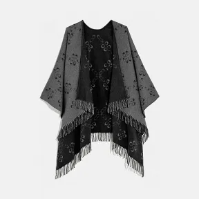 蔻驰/Coach 双面经典标志交织文字披风 76402_BLK