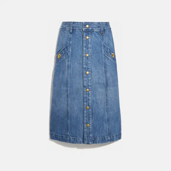 蔻驰/Coach  女士 正面搭扣丹宁裙 C0474-IND