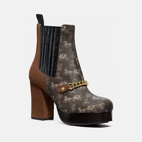 蔻驰/Coach 女士 马车图案印花厚跟穆勒鞋 G4826_BRN