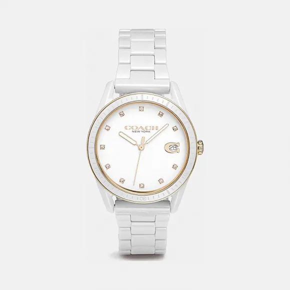 蔻驰/Coach PRESTON运动手表，36MM W1595 WHT
