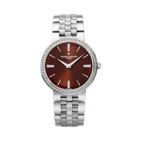 江诗丹顿/Vacheron Constantin Patrimony传承系列 18k白金镶钻 石英机芯 女表 25557-Q01