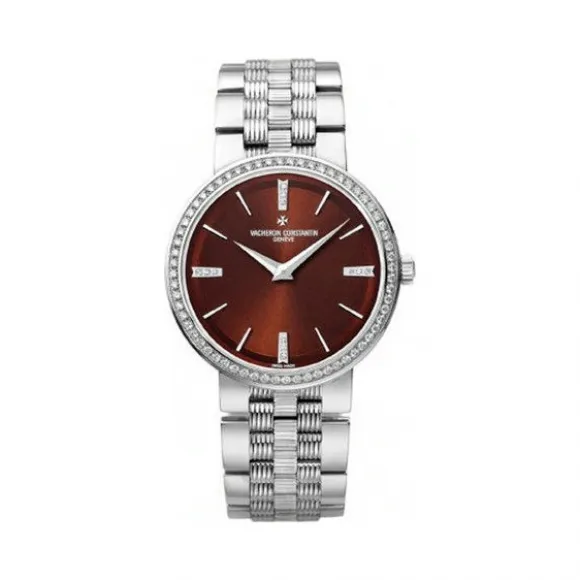 江诗丹顿/Vacheron Constantin Patrimony传承系列 18k白金镶钻 石英机芯 女表 25557-Q01
