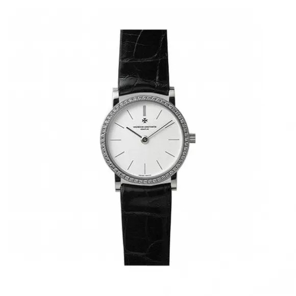 江诗丹顿/Vacheron Constantin Patrimony传承系列 18k白金镶钻 石英机芯 女表 25593-000