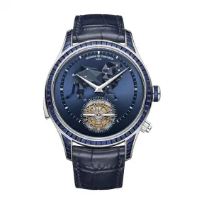 江诗丹顿/Vacheron Constantin 阁楼工匠系列 45 MM 18k白金，表壳侧面镶嵌24颗长阶梯形切割蓝宝石（约1.9克拉） 手动机械机芯 男表 9737C-000G-005C