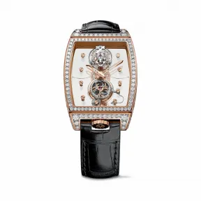 昆仑/Corum 43毫米金桥圆形腕表 系列 18Kt白金，水晶玻璃表壳中层，双面防眩水晶玻璃表镜，水晶玻璃表背，镶84颗VVS净度/H色/双翻钻，2.14克拉 手动机械机芯 B100-01506–100.161.85-0F010000