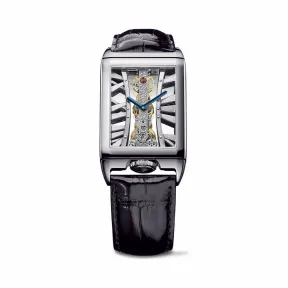 昆仑/Corum 43毫米金桥圆形腕表 系列 5N 18Kt玫瑰金，水晶玻璃表壳中层，双面防眩水晶玻璃表镜，水晶玻璃表背，镶68颗长方多色蓝宝石，4.50克拉，15颗长方橄榄石，0.99克拉，8颗长方沙弗莱石，1.04克拉，5颗长方红宝石，0.65克拉 手动机械机芯 B113-03395