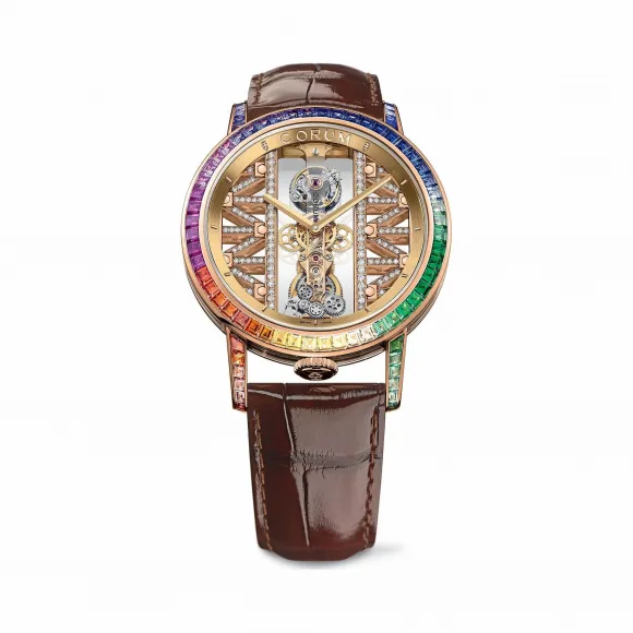 昆仑/Corum 42毫米泡泡Elisabetta Fantone/Juliette Jourdain腕表 系列 不锈钢，拱形双面防眩水晶玻璃表镜，水晶玻璃表背 自动机械机芯 B213-03336–213.991.85-0F02GG85R