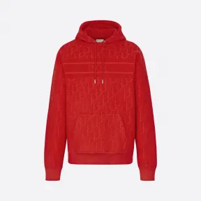迪奥/Dior 红色棉质毛圈 Oblique 印花连帽衫 013J605C0607-C300
