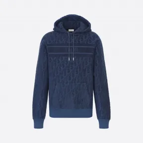 迪奥/Dior 蓝色棉质毛圈 Oblique 印花连帽衫 013J605C0607-C540