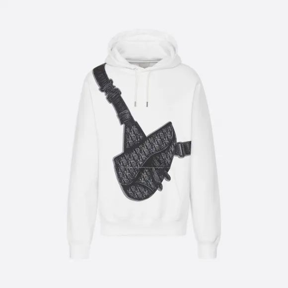 迪奥/Dior 白色棉质马鞍包印花连帽衫 013J605N0531-C088