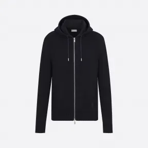 迪奥/Dior 深蓝色羊绒哥特式"CD"刺绣连帽衫 013M200AT956-C585