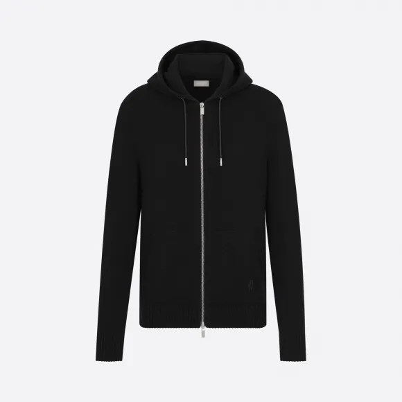 迪奥/Dior 黑色羊绒哥特式"CD"刺绣连帽衫 013M200AT956-C989