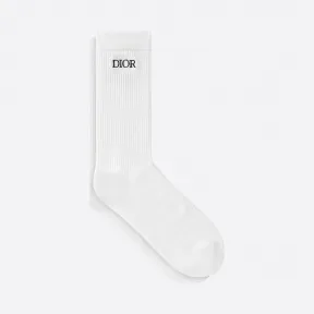 迪奥/Dior 白色弹性棉布船员袜 013MC02AT098-C089