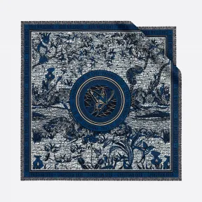 迪奥/Dior 蓝色桑蚕丝斜纹 Dior Wax Toile de Jouy Carnivora 方巾 01DWC090I607-C530