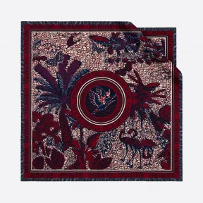 迪奥/Dior Dior Wax Tropicalia Toile de Jouy 酒红色桑蚕丝斜纹方巾 01DWT090I608-C340