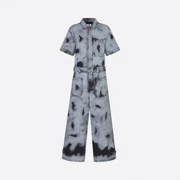 迪奥/Dior Tie & Dior 灰色和黑色牛仔连体裤 022E03A3154-X9374