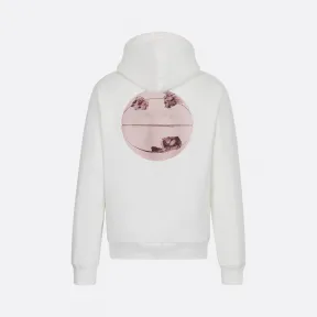 迪奥/Dior 米白色 Molton 棉质连帽衫搭配 DIOR AND DANIEL ARSHAM 褪色“CD”和 3D 篮球印花 023J605A0531-C084