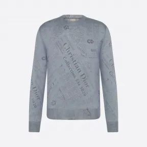 迪奥/Dior 灰色科技羊毛混纺 DIOR AND DANIEL ARSHAM 透视报纸印花针织衫 023M670AT846-C889