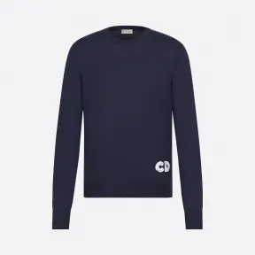 迪奥/Dior 海军蓝色羊毛和桑蚕丝 DIOR AND DANIEL ARSHAM “CD”蚀刻效果 3D 印花针织衫 023M671AT845-C588