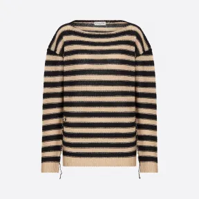 迪奥/Dior 羊绒和亚麻混纺条纹针织衫 024S19AM114-X1852