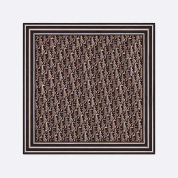 迪奥/Dior Dior 印花饰巾 海军蓝色和咖啡棕色桑蚕丝面料 Oblique 印花 03B1060A0341_C587_TU