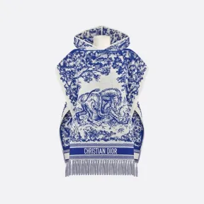 迪奥/Dior Dior 印花连帽披风 象牙色和荧光蓝色棉质面料 Sauvage 茹伊印花 14JOU370I900_C506_TU