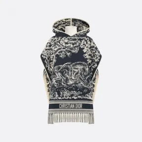 迪奥/Dior Dior 连帽斗篷 海军蓝色和象牙色棉质 Reverse 茹伊印花 14JOU370I900_C540_TU