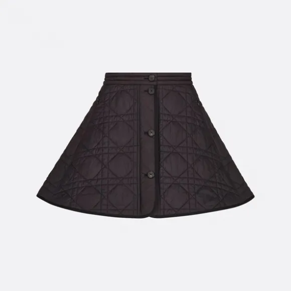 迪奥/Dior 迷你裙 黑色绗缝塔夫绸科技面料超大藤格纹 157J66A2827_X9000_T32