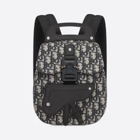 迪奥/Dior 海军蓝提花 Dior Oblique 迷你马鞍包双肩背包 1ADBA086YKY-H27E