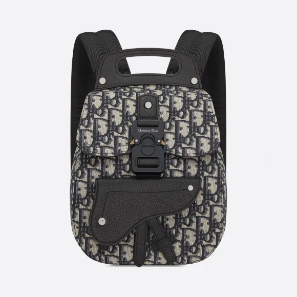 迪奥/Dior 海军蓝提花 Dior Oblique 迷你马鞍包双肩背包 1ADBA086YKY-H27E