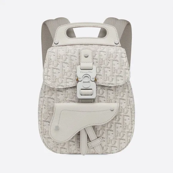 迪奥/Dior 迷你米色 Oblique 印花马鞍双肩背包 1ADBA086YZY-H25E