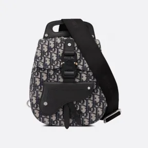 迪奥/Dior 迷你 Gallop 单肩包 米色和黑色 Oblique 印花与黑色粒面牛皮革 1ADBO022YKY_H27E_TU