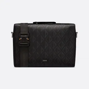 迪奥/Dior Dior Lingot 信使包 黑色帆布和光滑牛皮革 CD Diamond 图案 1ADPO032CDP_H43E_TU
