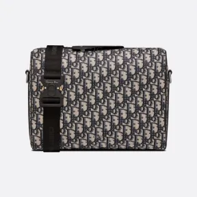 迪奥/Dior Dior Lingot 信使包 米色和黑色 Oblique 印花面料与黑色粒面牛皮革 1ADPO032YKY_H27E_TU