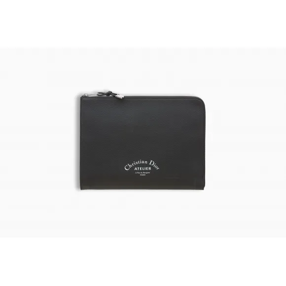迪奥/Dior 黑色粒面触感小牛皮和 Atelier 印花文件夹 1ATCA162XXX H03E