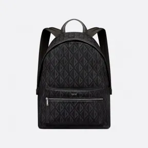 迪奥/Dior Rider 双肩背包 黑色帆布 CD Diamond 图案和光滑牛皮革 1ESBA088CDP_H43E_TU