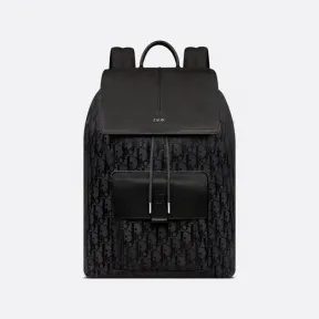 迪奥/Dior Motion 双肩背包 黑色科技面料和粒面牛皮革 Oblique Mirage 印花 1ESBA138YIH_H03E_TU