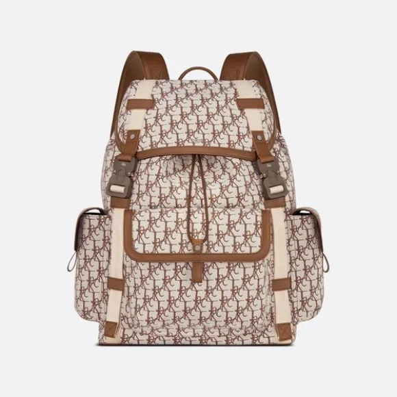 迪奥/Dior CACTUS JACK DIOR Dior Hit The Road 双肩背包 咖啡色提花面料 Dior and Cactus Jack Oblique 印花 1ESBA163JOD_H24E_TU