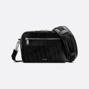 迪奥/Dior Safari 信使包 黑色 Oblique Galaxy 印花皮革 1ESPO206VPI_H03E_TU