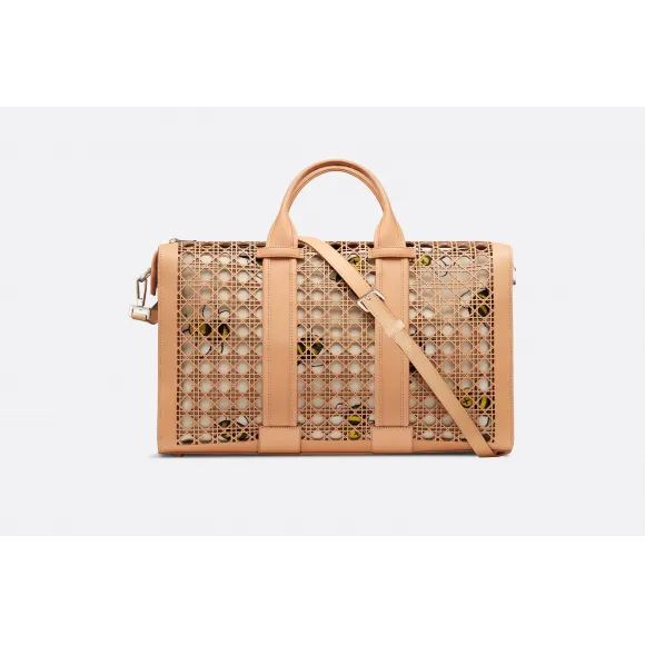 迪奥/Dior 米色藤格纹小牛皮旅行袋  1PCDU077YGO H25E