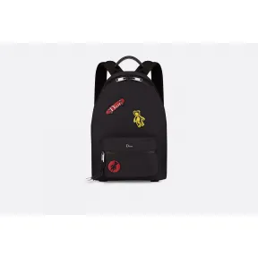 迪奥/Dior  Rider 黑色科技帆布拼块背包  1PEBA075YHJ H03E