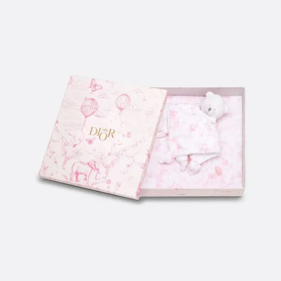 迪奥/Dior 新生儿礼品套装 淡粉色和白色棉质混纺薄纱，棉质双面布和天鹅绒，茹伊印花 1WBG53KDOB_Y353_TU