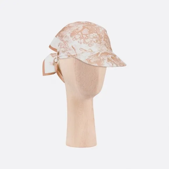 迪奥/Dior 遮阳帽 象牙色和玫瑰粉色桑蚕丝斜纹面料 Sauvage 茹伊印花 21JOU150I602_C420_TU