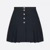 迪奥/Dior 褶裥迷你裙 黑色羊毛和桑蚕丝混纺面料 241J27A1166_X9000_T34
