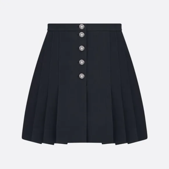 迪奥/Dior 褶裥迷你裙 黑色羊毛和桑蚕丝混纺面料 241J27A1166_X9000_T34