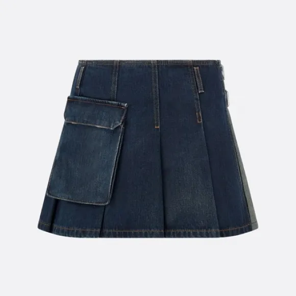 迪奥/Dior Denim Couture 裹身迷你裙 深蓝色棉质牛仔布 242J25A3394_X5651_T34