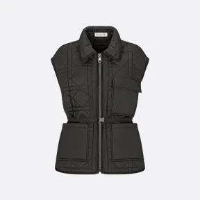 迪奥/Dior 背心 黑色绗缝塔夫绸科技面料超大藤格纹搭配腰带 247G07A2827_X9000_TXS