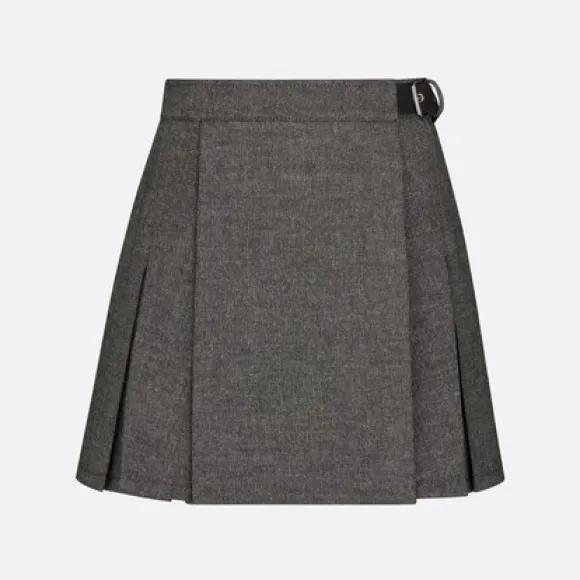 迪奥/Dior 裹身式迷你裙 灰色棉质混纺斜纹面料 247J23A3439_X8876_T34