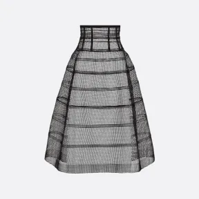 迪奥/Dior 喇叭形半裙 黑色网眼织物 251J34A8045_X9000_T34